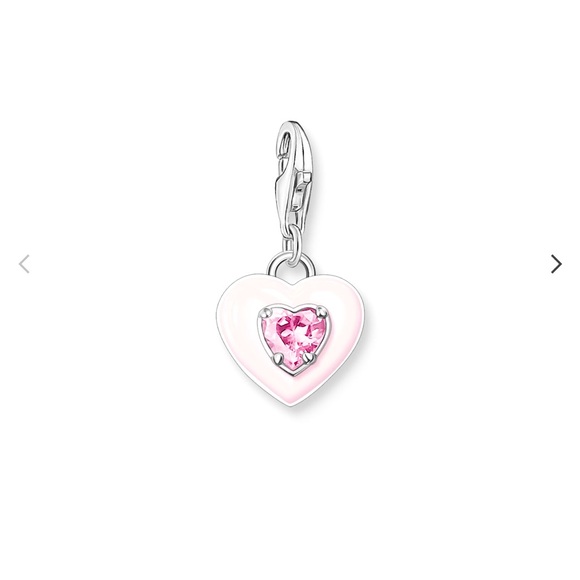 Charm pendant heart with pink stones silver - Picture 6 of 9